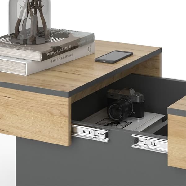 Boto soffbord, 95 x 40 cm utdragbart, antracit/gyllene ek, Vicco