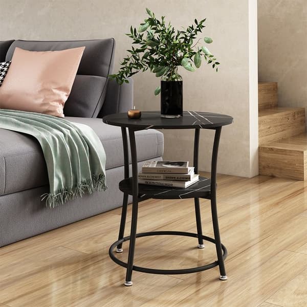 Quebec soffbord, 50 x 55 cm med hylla, Marmor, Vicco