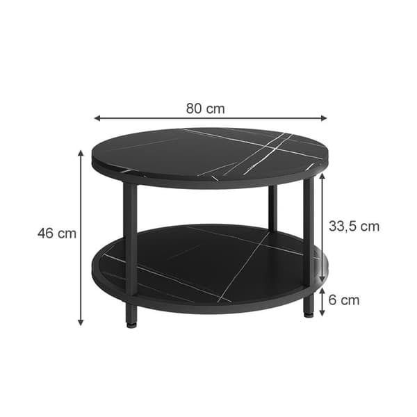 Ontario Soffbord, 80 x 46 cm Runt, Marmor, Vicco