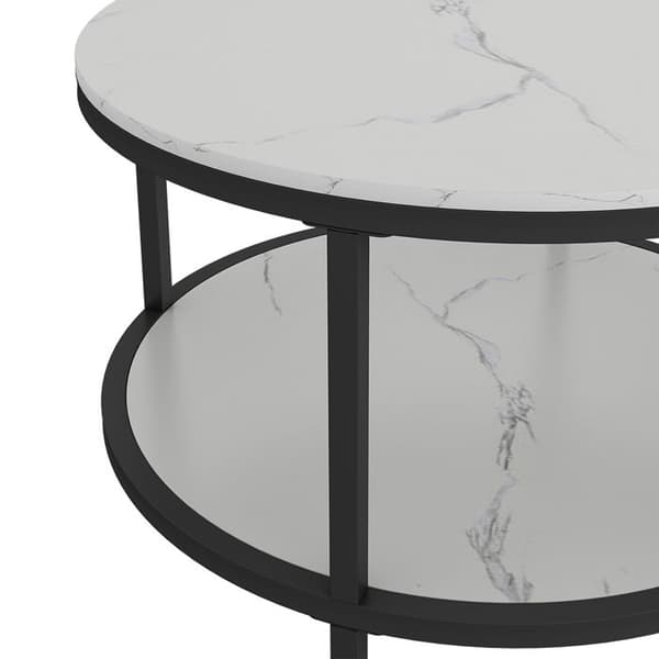 Ontario Soffbord, 80 x 46 cm Runt, Vit Marmor, Vicco