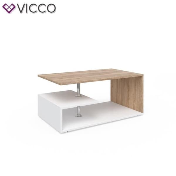 Vicco Guillermo Vit Sonoma Ek Trä Soffbord 90 x 50 cm för soffa Vardagsrum Cafe 4 färger att välja mellan