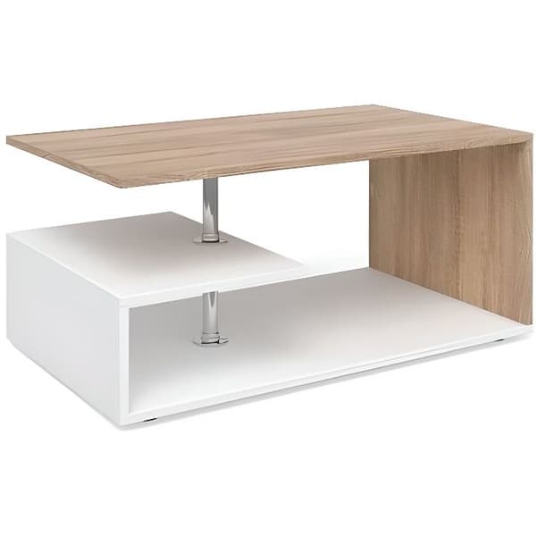Vicco Guillermo Vit Sonoma Ek Trä Soffbord 90 x 50 cm för soffa Vardagsrum Cafe 4 färger att välja mellan