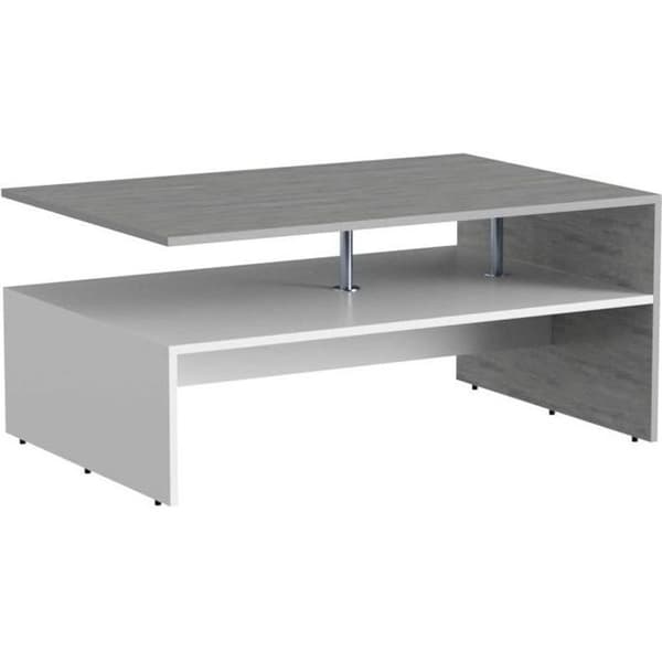 Sexkantigt soffbord i sten och glas - Vicco - Amato - Vit - 90cm x 60cm x 42cm