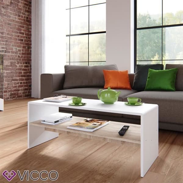 Vicco Gabriel vardagsrumsbord med hylla sidobord 100 cm Sonoma