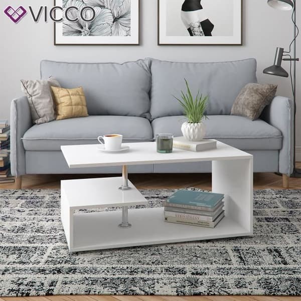 Soffbord - Vicco - Guillermo - Vitt trä - Rektangulärt - 4 färger