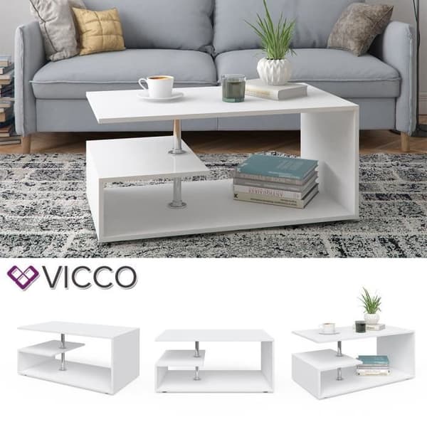 Soffbord - Vicco - Guillermo - Vitt trä - Rektangulärt - 4 färger