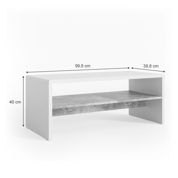 Vicco Soffbord, Betong/vit, 99 x 40 cm
