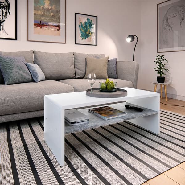 Vicco Soffbord, Betong/vit, 99 x 40 cm