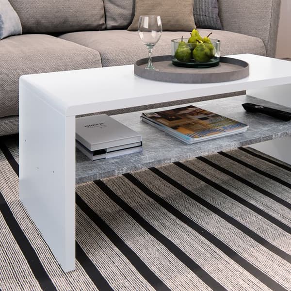 Vicco Soffbord, Betong/vit, 99 x 40 cm