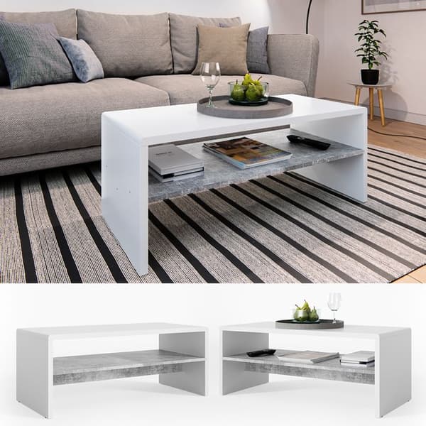 Vicco Soffbord, Betong/vit, 99 x 40 cm