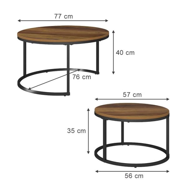 Vicco Montreal soffbordsset, antikt trä, 77 x 40 cm 2 st