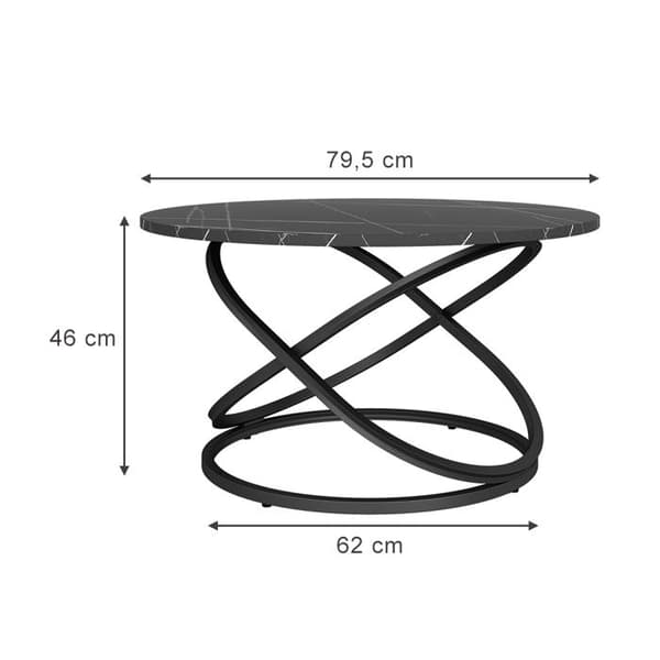 Vicco Calgary Soffbord, Svart, 79,5 x 46 cm med stor arbetsyta