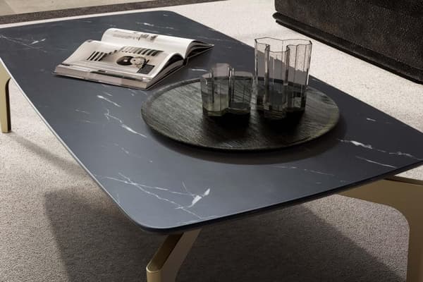 Rootz Modern Design Soffbord - Rektangulärt bord - Marmorlook - Svart & Guld - Stort förvaringsutrymme - 120 cm x 60 cm x 30,5 cm