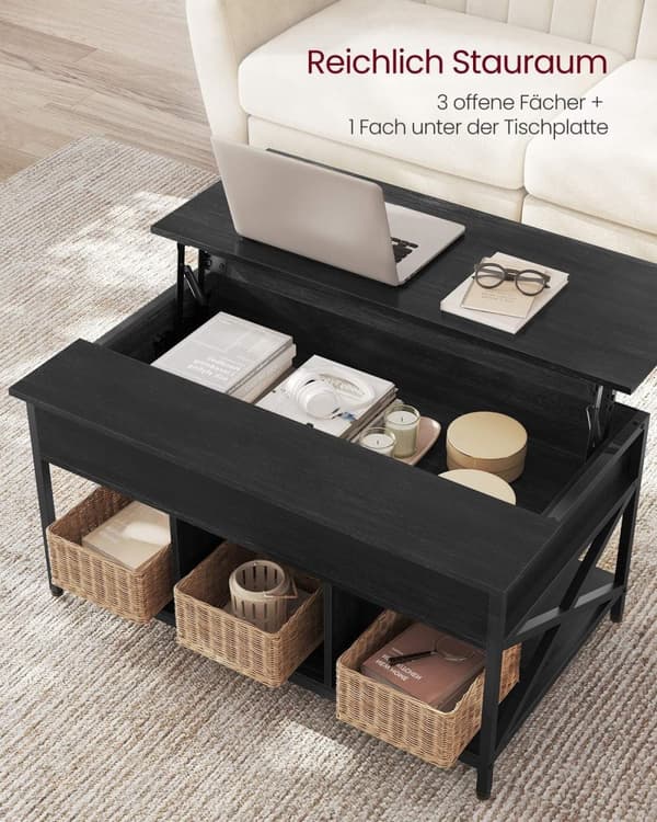 Rootz Antracit Grå-Sort Sofabord - Spånplade - Stål - Justerbar Højde - 60 cm x 100 cm x (48-62) cm - 27,8 kg - 91 kg Kapacitet