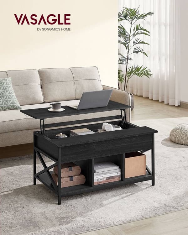 Rootz Antracit Grå-Sort Sofabord - Spånplade - Stål - Justerbar Højde - 60 cm x 100 cm x (48-62) cm - 27,8 kg - 91 kg Kapacitet