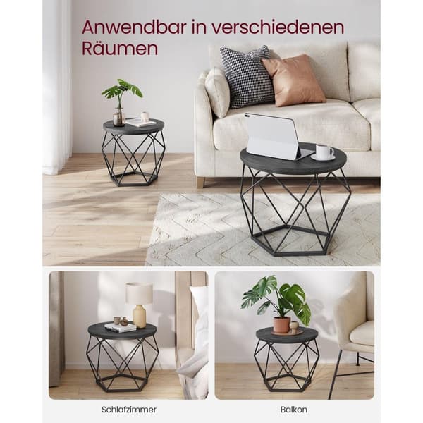 Rootz 2-delt sæt sideborde - endeborde - spånplade stål - stort bord 50cm x 40cm - Lille bord 40cm x 36cm - 7kg