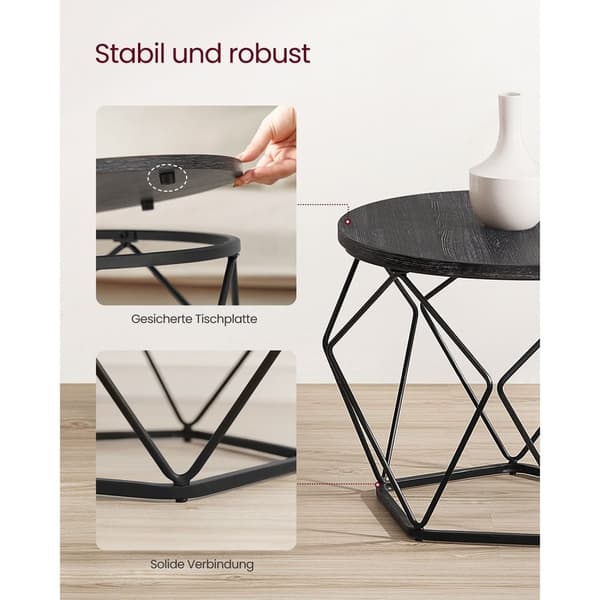Rootz 2-delt sæt sideborde - endeborde - spånplade stål - stort bord 50cm x 40cm - Lille bord 40cm x 36cm - 7kg
