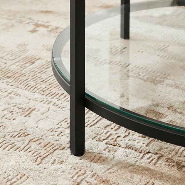 Rootz Soffbord - White Marble Look - Svart Stomme - Spånskiva - Stål - Härdat glas - 80cm x 44,5cm - Max. 20 kg statisk lastkapacitet