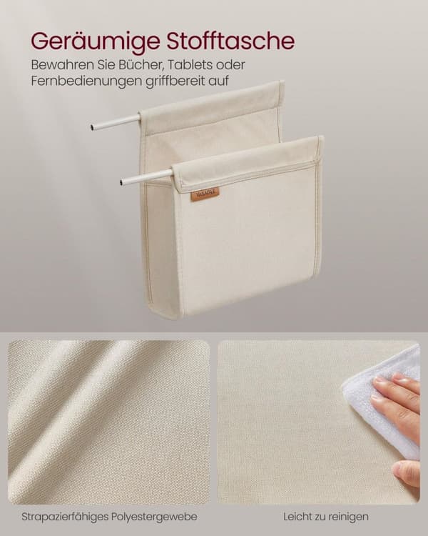 Rootz Cremehvid Sidebord - Endebord - Natbord - Spånplade Stål Polyester - 30cm x 40cm x 62cm