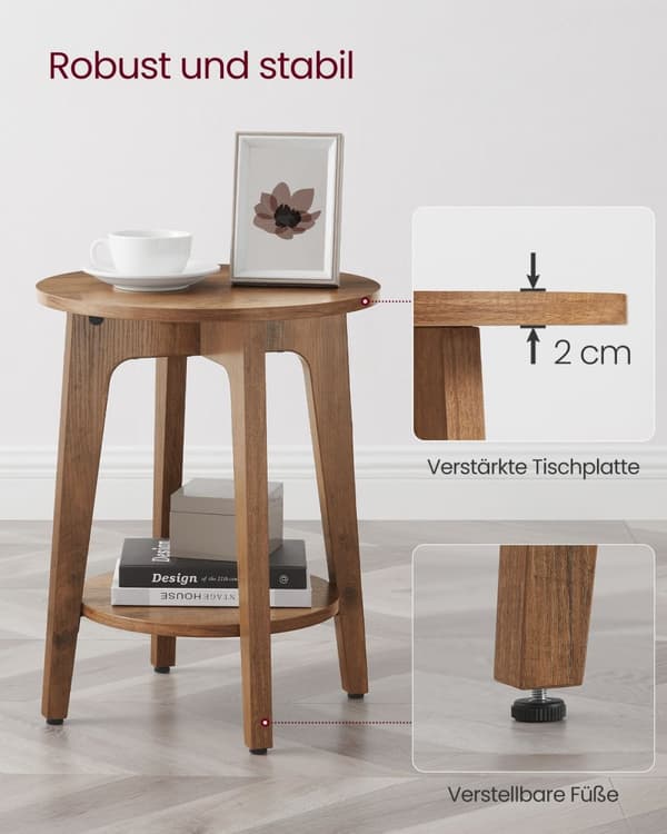 Rootz Honey Brown lastulevyn sivupöytä - Päätypöytä - Yöpöytä - 90 kg Kapasiteetti - 40 cm x 50 cm - 4,1 kg