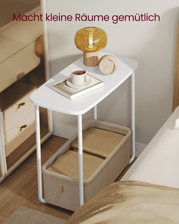 Rootz Sidebord - Natbord - Sengebord - Spånplade Stål Polyester - 30cm x 60cm x 60cm - Mat Hvid Kamelbrun
