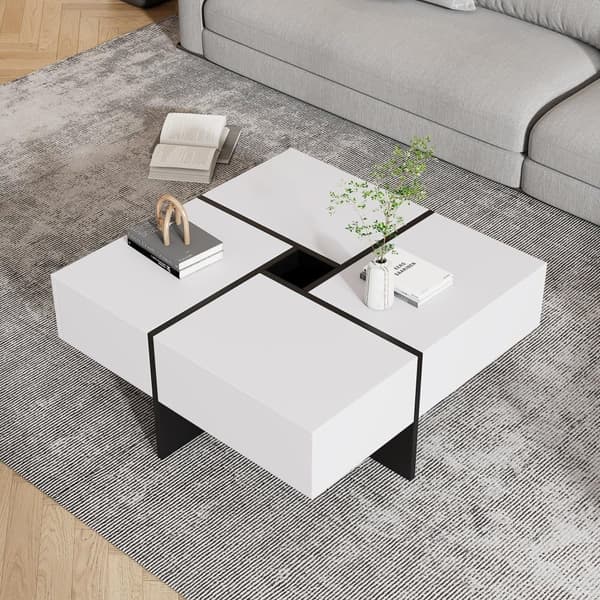 Firkantet sofabord - med central opbevaring 10x10cm