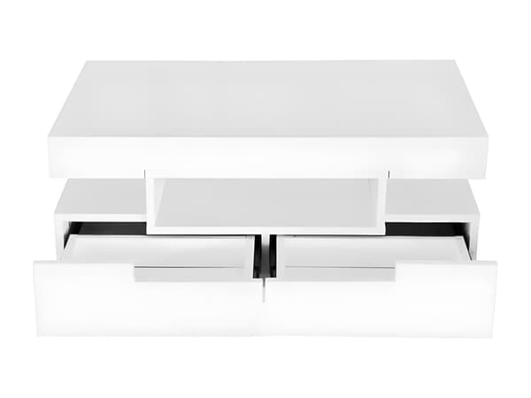 Soffbord med LED - högglansig finish - 4 lådor fram och bak