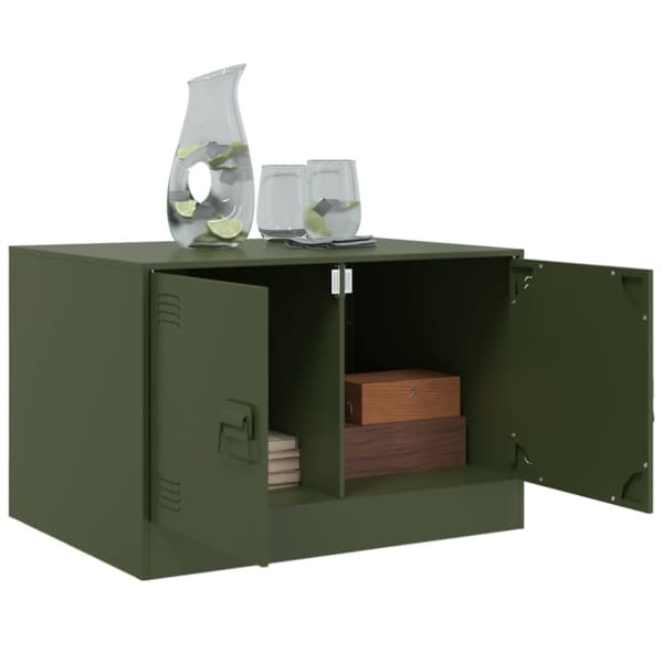 Soffbord olivgrön 67x50x44 cm stål