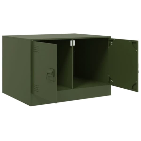Soffbord olivgrön 67x50x44 cm stål