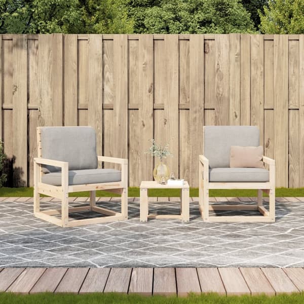 Loungegrupp 3 delar massiv furu