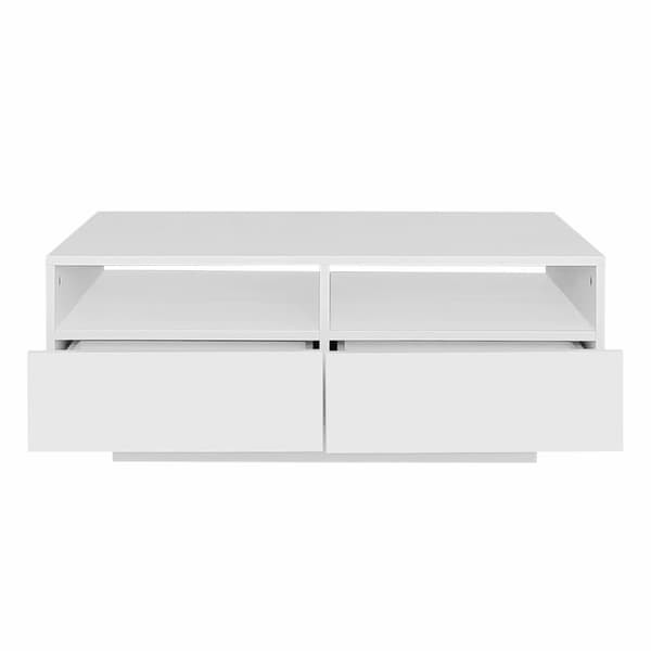 Modernt soffbord - med variabel LED och 2 lådor - Vit