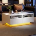 Miniatyrbild 1 av 8: Modernt soffbord - med variabel LED och 2 lådor - Vit