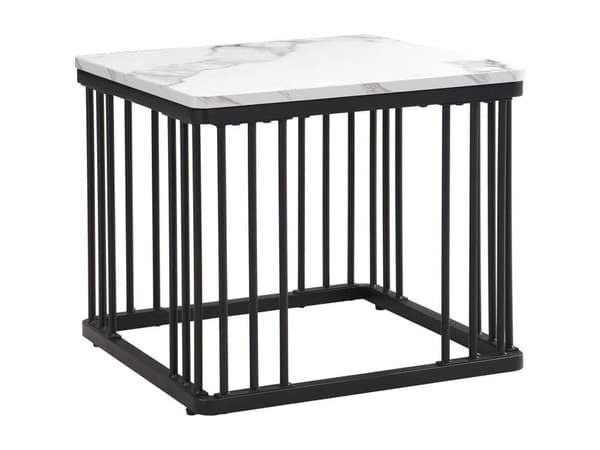 Set med 2 nestingbord - MDF-skiva med marmormotiv - förgyllda ben