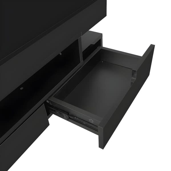 Soffbord med LED - högglansig finish - 4 lådor fram och bak - Svart