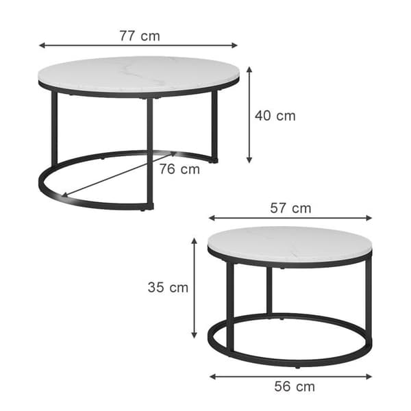 Vicco Montreal Soffbordsset, Vit, 77 x 40 cm 2 st