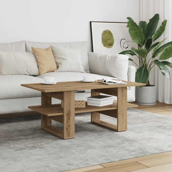 vidaXL Salongbord artisan eik 102x55x42 cm konstruert tre