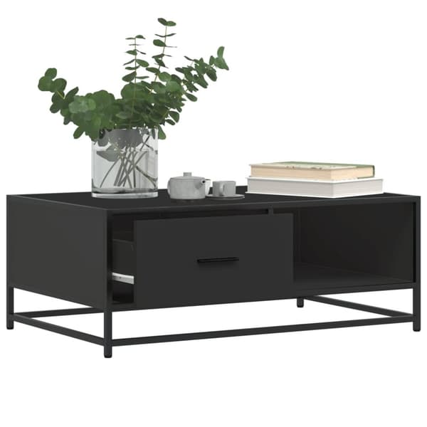 vidaXL sofabord 90x57x35 cm massivt konstrueret træ og metal sort
