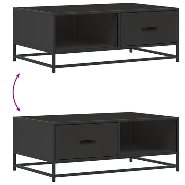vidaXL sofabord 90x57x35 cm massivt konstrueret træ og metal sort