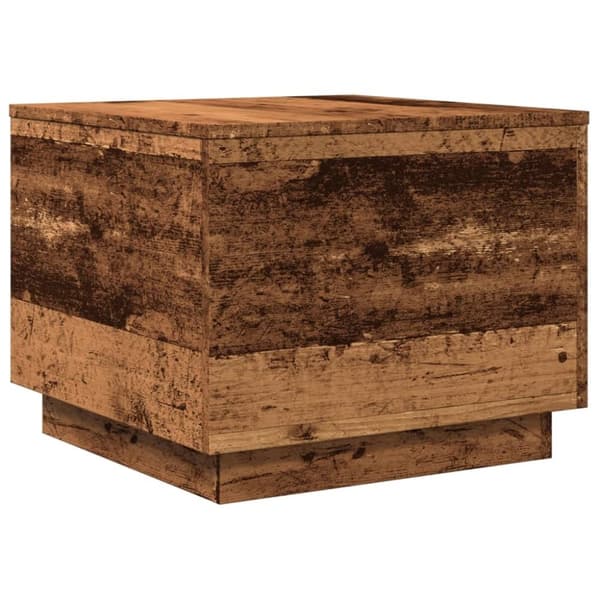 vidaXL Sohvapöytä LED-valoilla vanha puu 50x50x40 cm