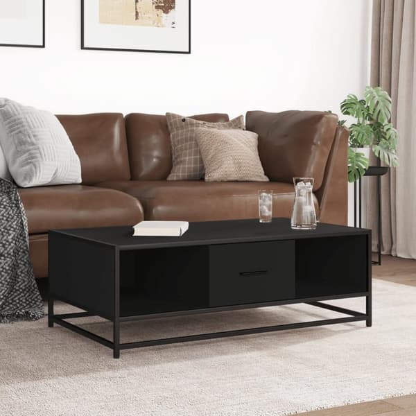 vidaXL Sohvapöytä musta 100x57x35 cm tekninen puu ja metalli
