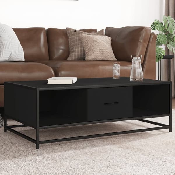 vidaXL Sohvapöytä musta 100x57x35 cm tekninen puu ja metalli