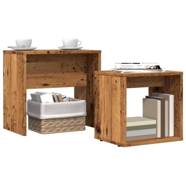 vidaXL indskudsborde 2 stk. konstrueret træ gammelt træ-look