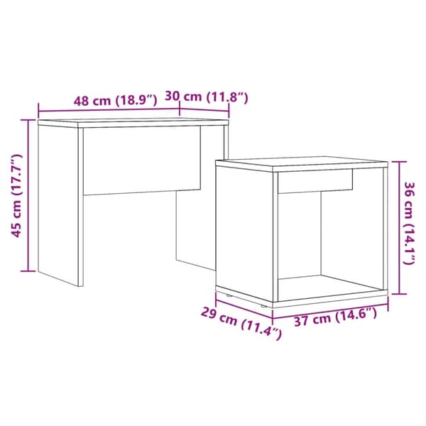 vidaXL indskudsborde 2 stk. konstrueret træ gammelt træ-look