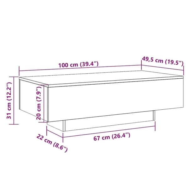 vidaXL Soffbord artisan ek 100x49,5x31 cm konstruerat trä
