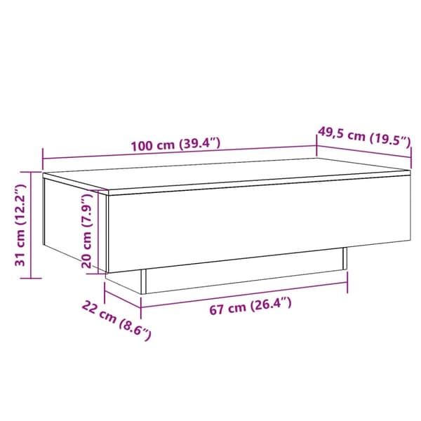 vidaXL Salongbord gammelt tre 100x49,5x31 cm konstruert tre
