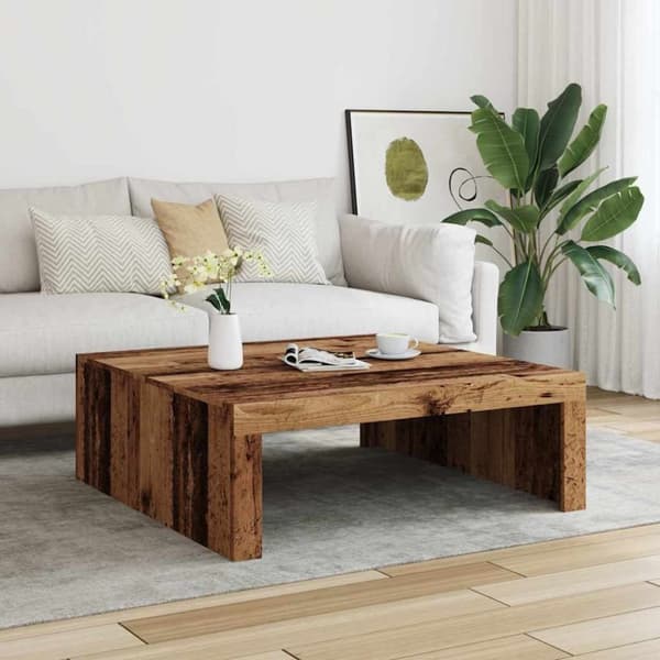 vidaXL Soffbord åldrat trä 100x100x35 cm konstruerat trä