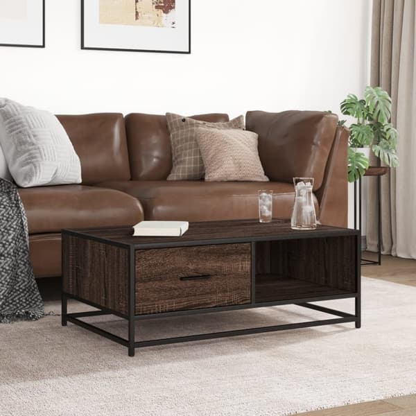 vidaXL Salongbord brun eik 90x57x35 cm konstruert tre og metall
