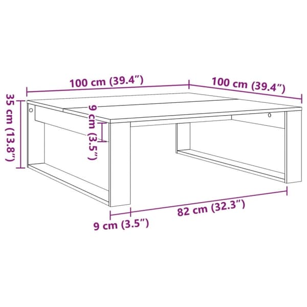vidaXL Salongbord gammelt tre 100x100x35 cm konstruert tre