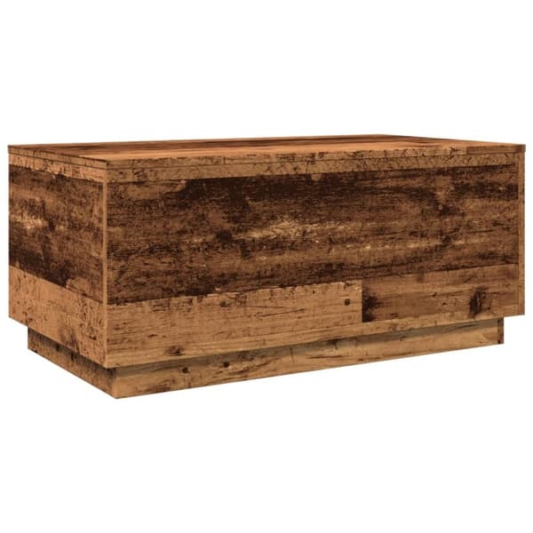 vidaXL sofabord med LED-lys 90x50x40 cm gammelt trælook