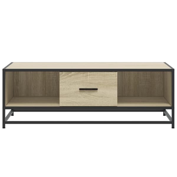 vidaXL Sohvapöytä Sonoma-tammi 100x57x35 cm tekninen puu ja metalli